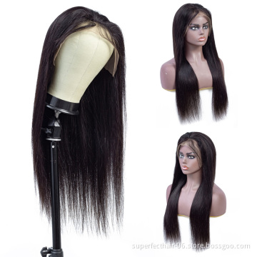100%  Brazilian Human Hair 13*4 Lace Front Wig For Black Women 130% Density Silk Straight  Lace Wig